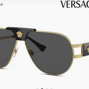 Authentic Versace Gold and Black Aviator Sunglasses Model 2252